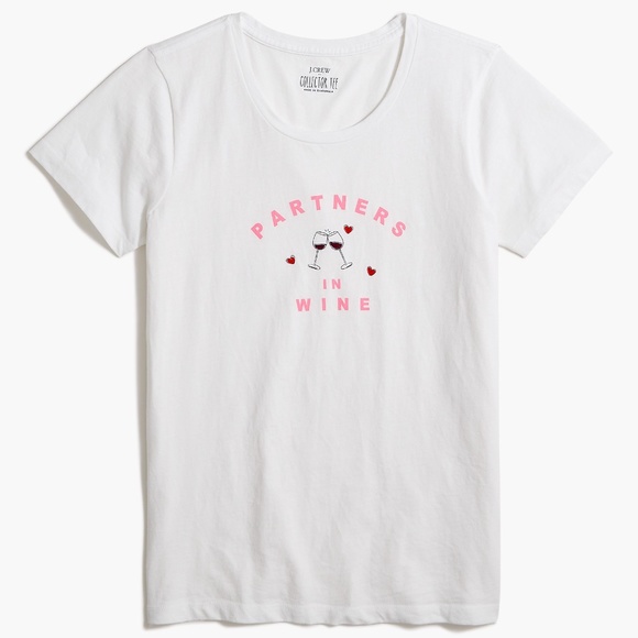 New! J. Crew size XS X-Small Partners in Wine Graphic T Shirt NWT - Picture 1 of 6